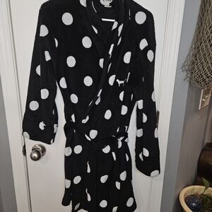 PINK Victoria's Secret Black and White Polka Dot Robe